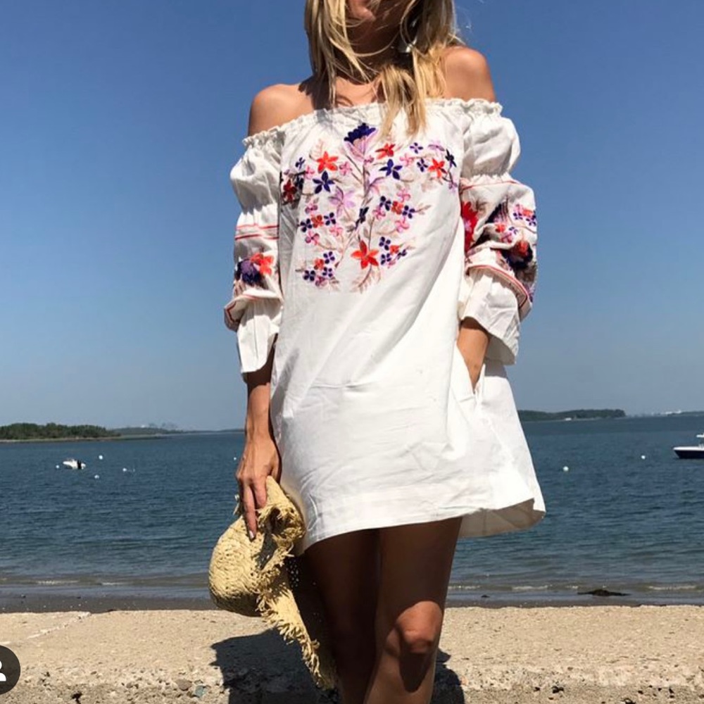 Off the shoulder embroidered dress